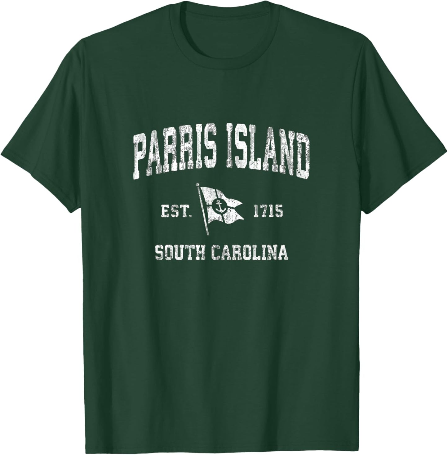 Parris Island South Carolina SC Vintage Boat Anchor Flag T-Shirt - T-Shirt | Forest