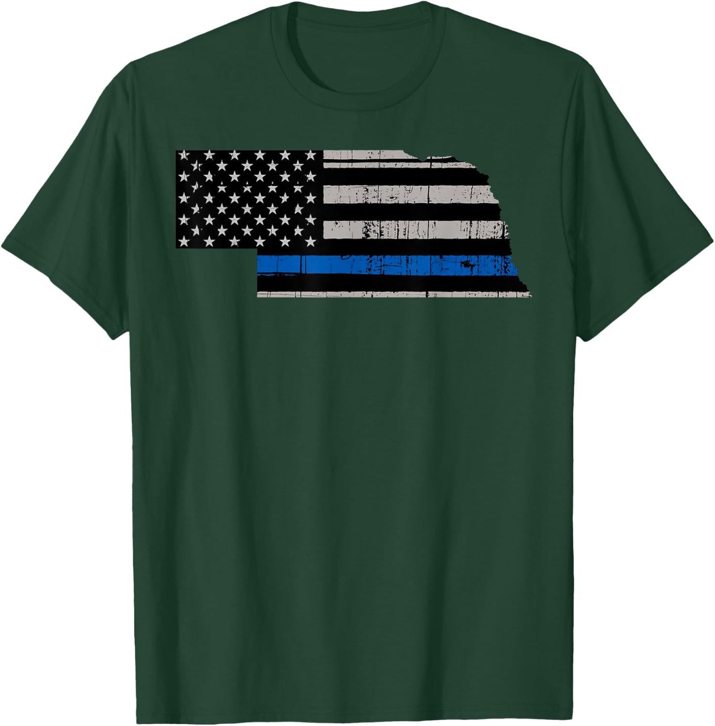 Support Law Enforcement Nebraska Police Officer Blue T-Shirt - T-Shirt | Forest