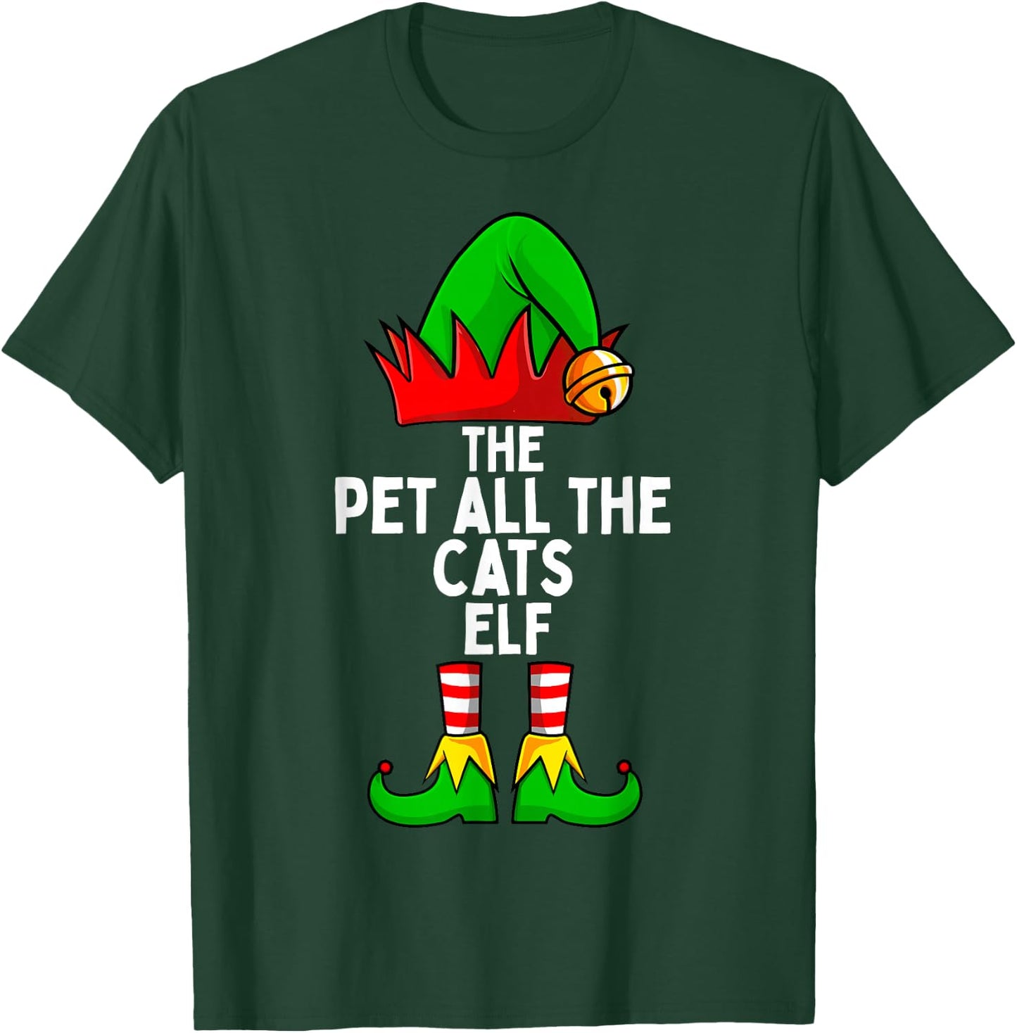 Pet All the Cats Elf Matching Family Christmas T-Shirt - T-Shirt | Forest