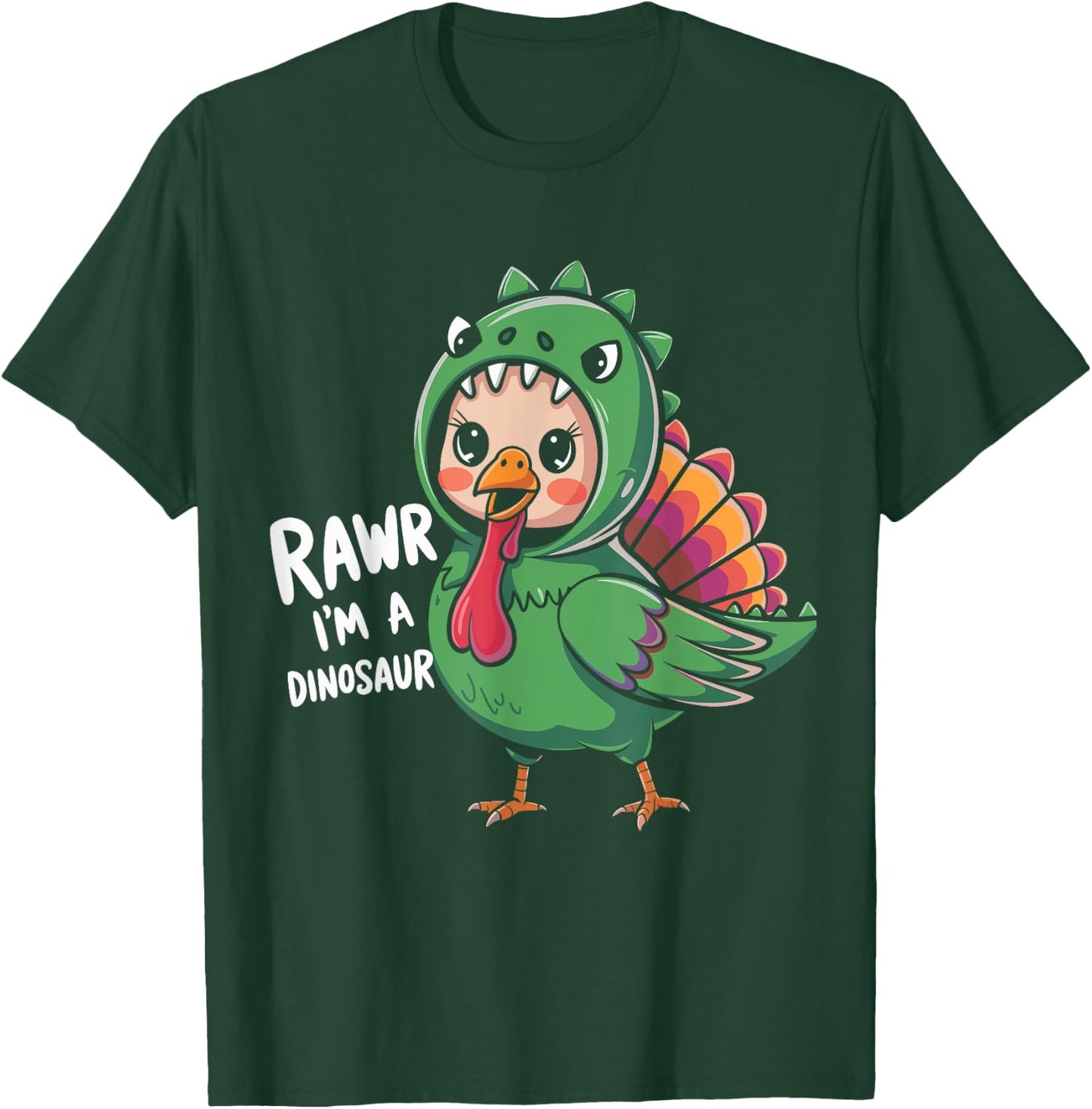 Thanksgiving Dinosaur Turkey Rawr I'm a Dinosaur Kids Boys T-Shirt - T-Shirt | Forest