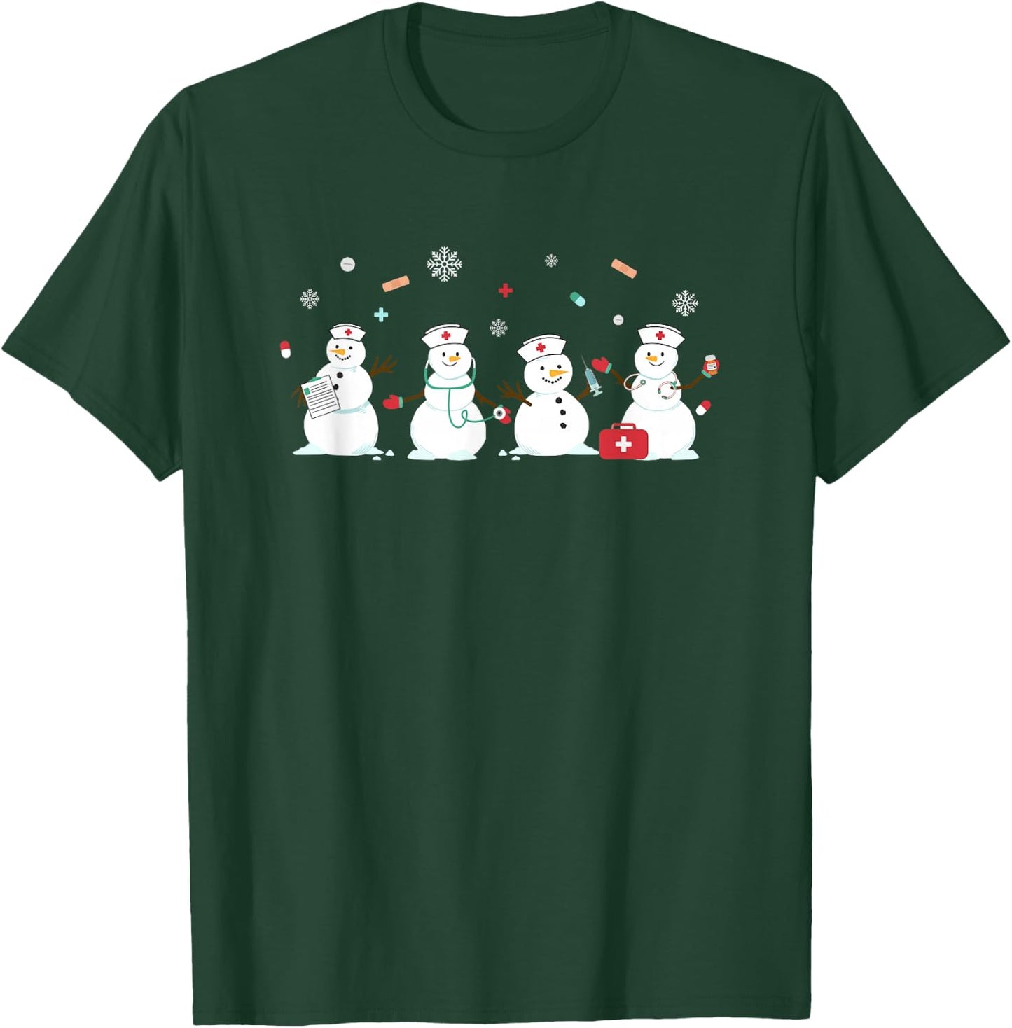 Funny Snowman Nurse Christmas Healthcare Holiday NICU Nurse T-Shirt - T-Shirt | Forest