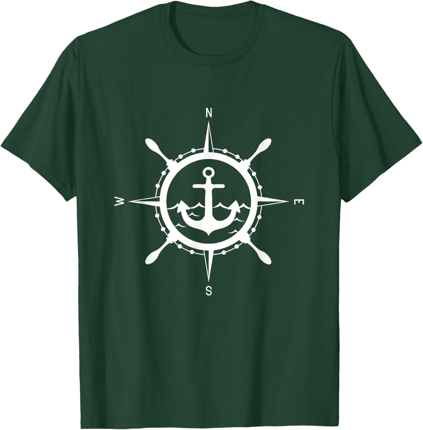 Compass Anchor Nautical Design with Compass Captain Sailor , black T-Shirt - T-Shirt | Forest