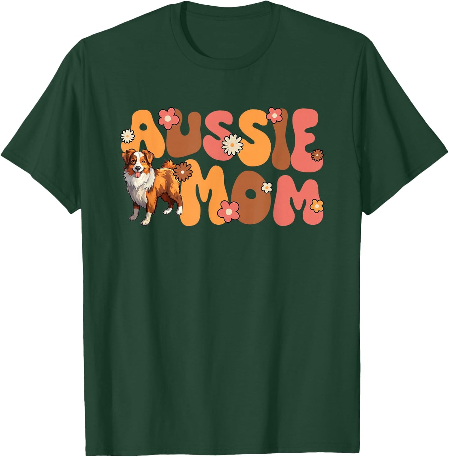 Australian Shepherd Red Tri Groovy Aussie mom T-Shirt - T-Shirt | Forest