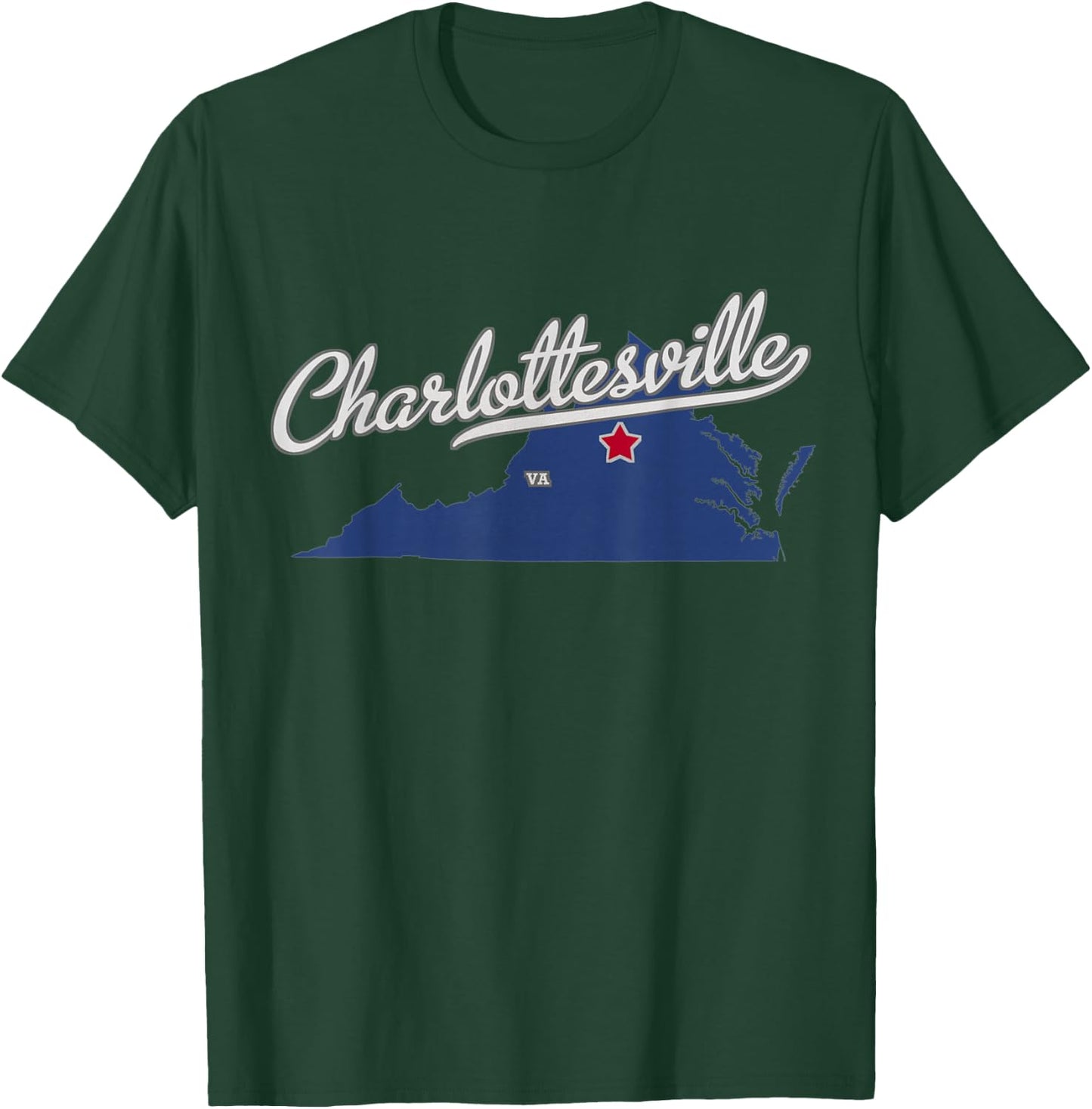 Charlottesville Virginia VA Map T-Shirt - T-Shirt | Forest