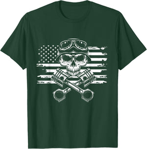 American Flag Motorcycle Apparel - Motorcycle T-Shirt - T-Shirt | Forest