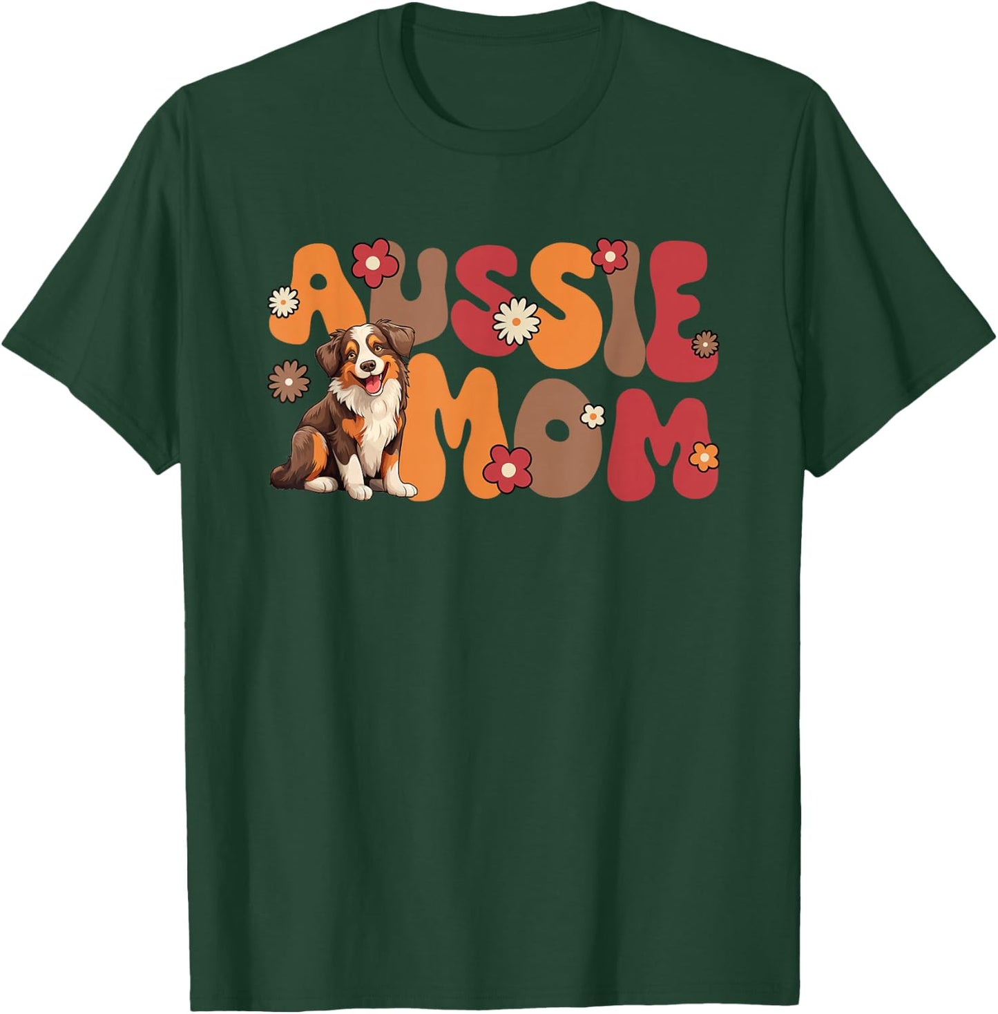 Australian Shepherd Red Tri Groovy Aussie mom T-Shirt - T-Shirt | Forest