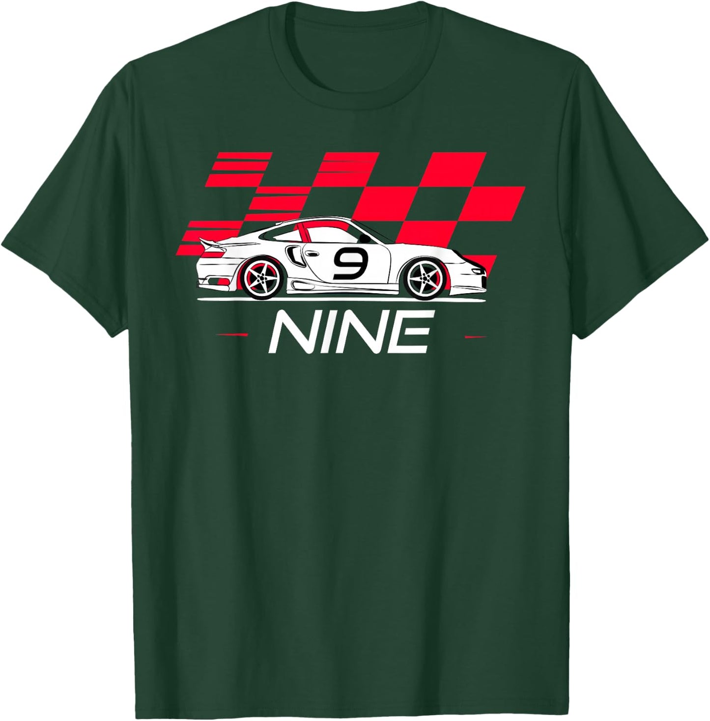 Race Car 9th Birthday Nine Year Old Boy Party T-Shirt - T-Shirt | Forest