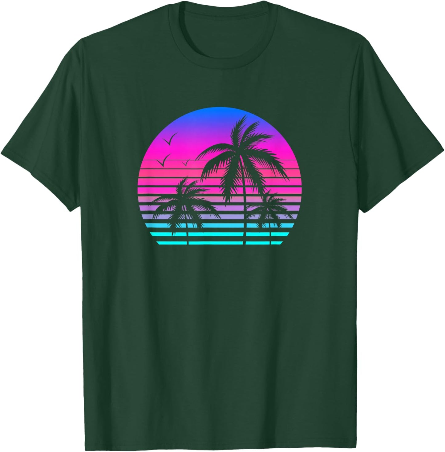 Sunset Palm Tree Casual Fashion Aesthetic Vaporwave T-Shirt - T-Shirt | Forest