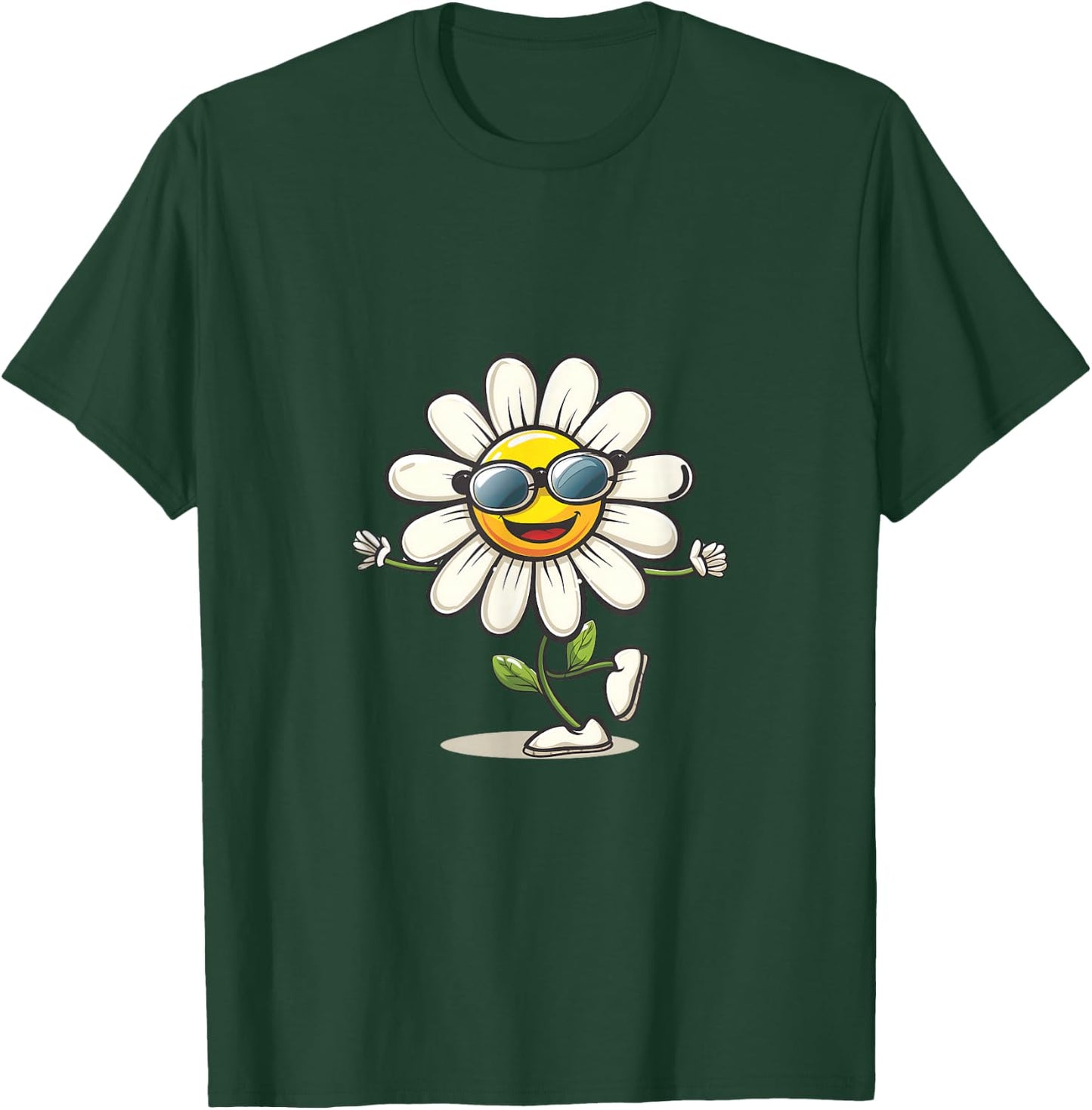Lustige tanzende Gänseblümchen Maiblume mit Sonnenbrille T-Shirt - T-Shirt | Forest