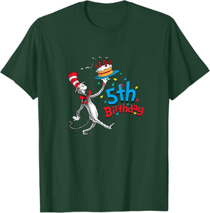 Kids Dr. Seuss Cat in the Hat 5th Birthday T-Shirt - T-Shirt | Forest