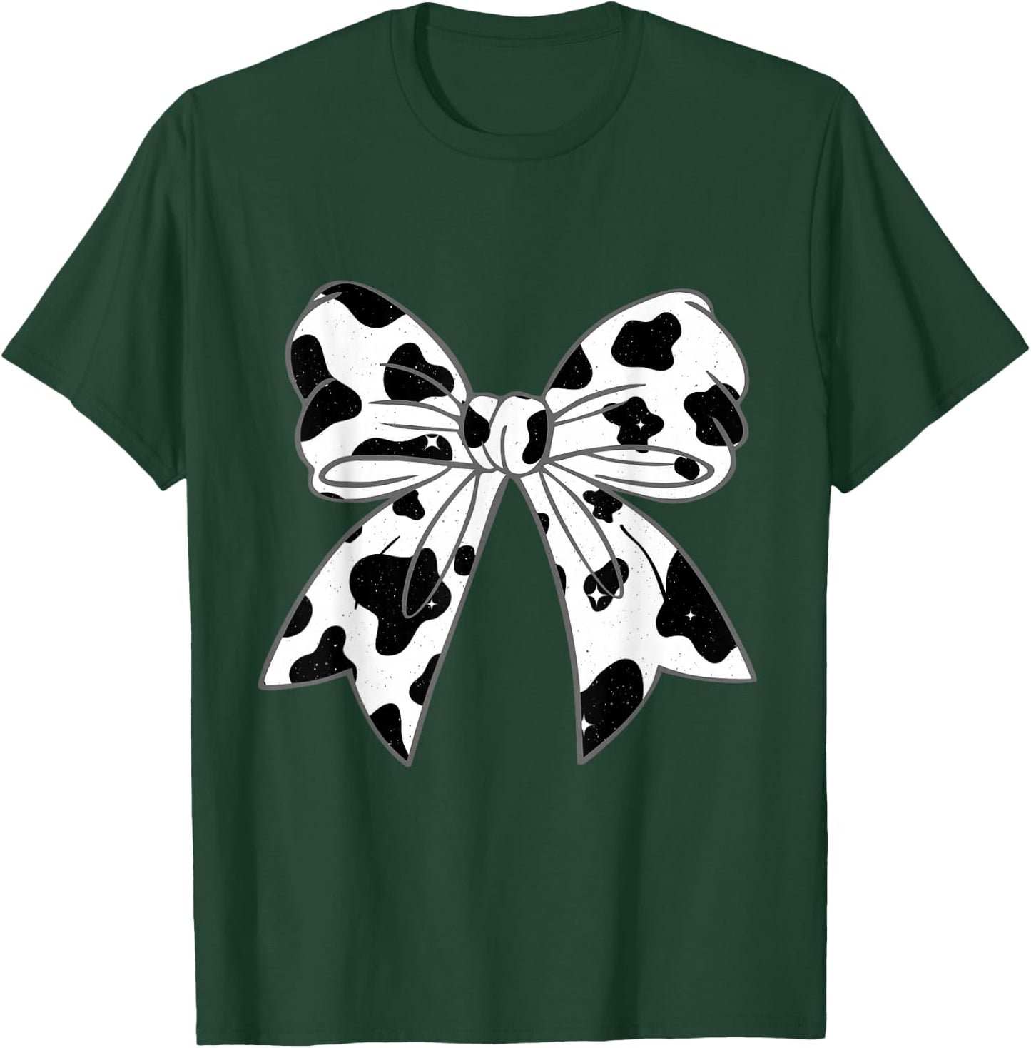 Coquette Bow Cow Pattern Farm Animals Cow Print Graphic T-Shirt - T-Shirt | Forest