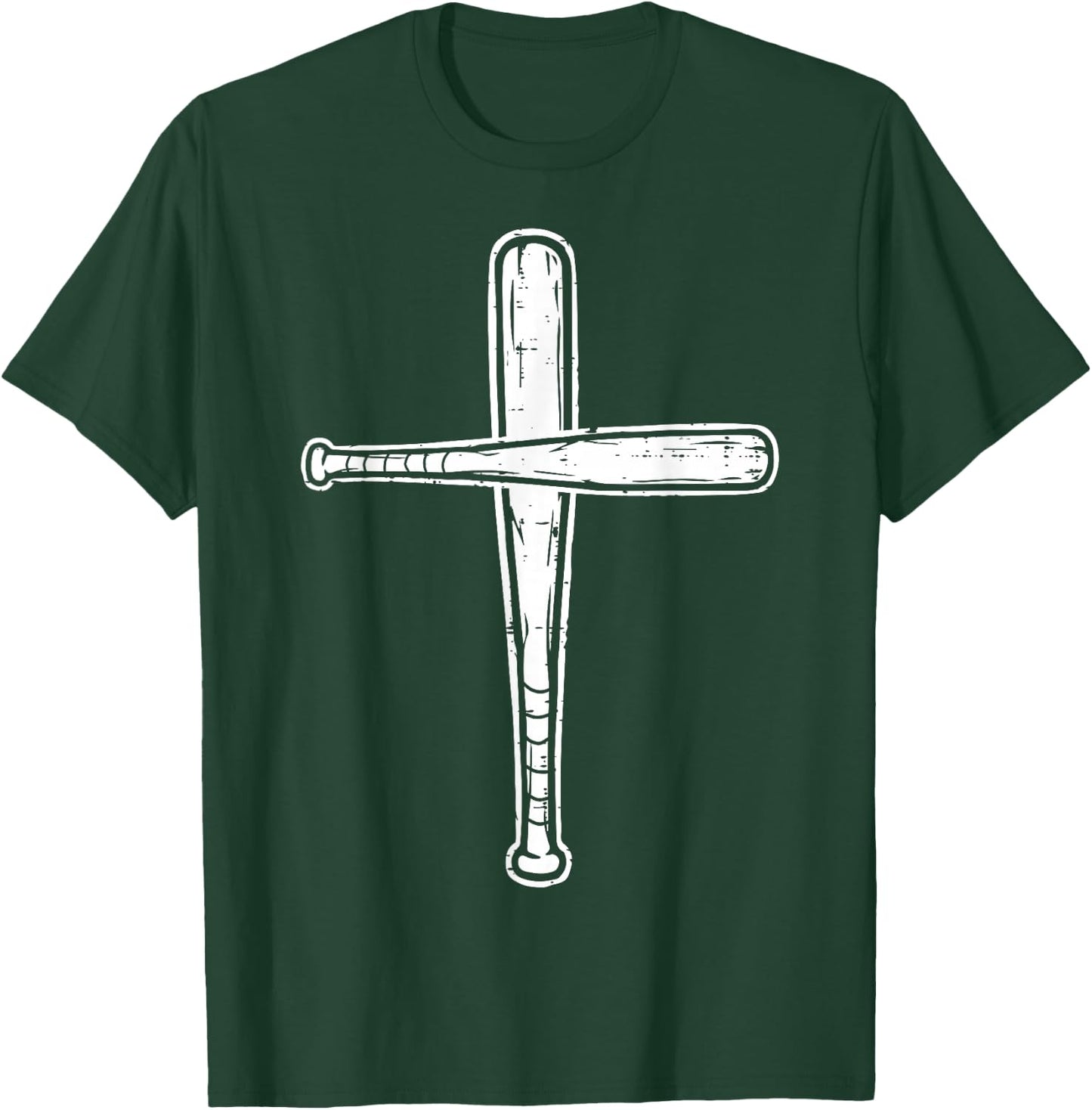Christian Baseball Bats Cross Softball Sports Men Boys Kids T-Shirt - T-Shirt | Forest