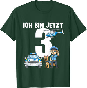 Children's 3rd Birthday Police Shirt - 3 Years Old Gift , black T-Shirt - T-Shirt | Forest
