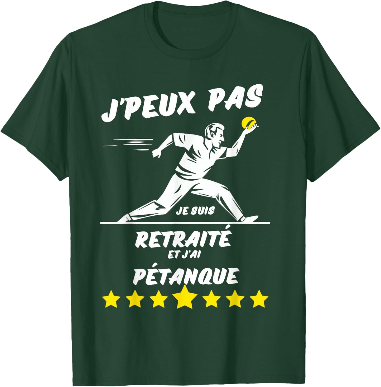 I can't I'm retired and I have pétanque , Black, S T-Shirt - T-Shirt | Forest