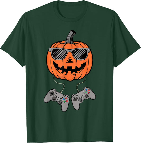 Halloween Jack O Lantern Gamer Boys Kids Men Funny Gaming T-Shirt - T-Shirt | Forest