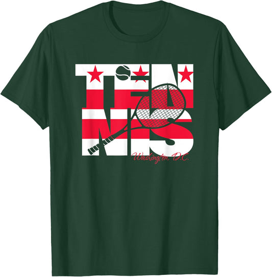 Washington DC Tennis Player The District Flag Art Metro Area T-Shirt - T-Shirt | Forest