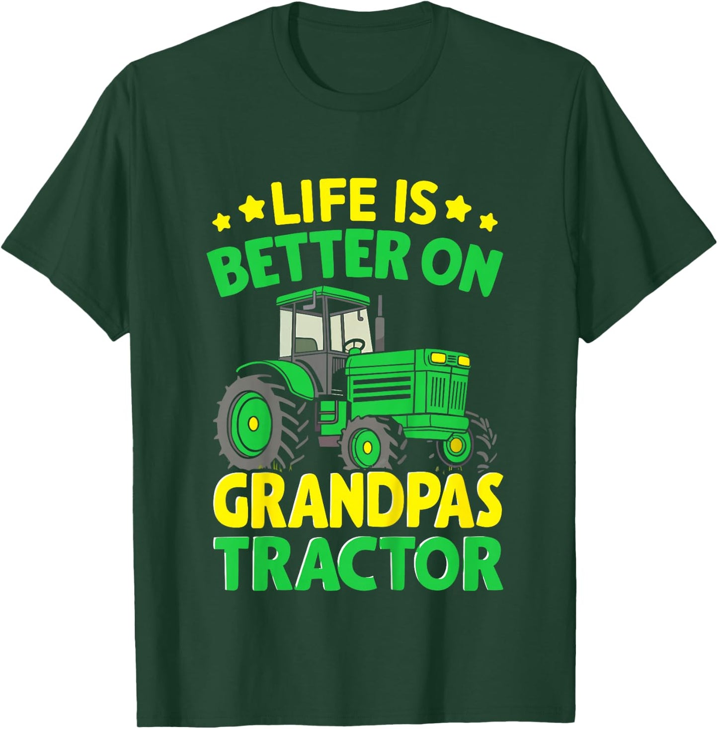 Kids Farmer Funny Tractor Boy On Grandpas Tractor T-Shirt - T-Shirt | Forest
