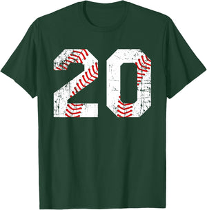 Vintage Baseball 20 Jersey Number T-Shirt - T-Shirt | Forest