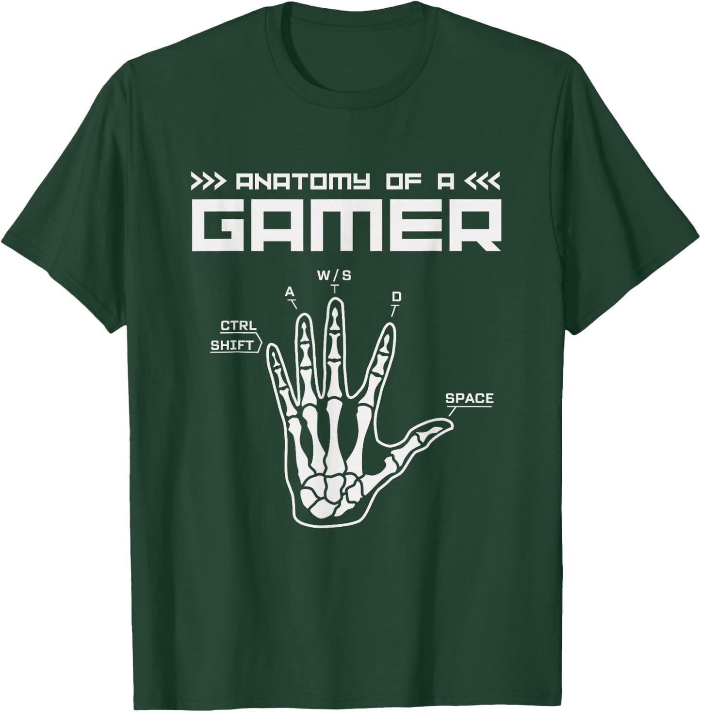 Skeleton Hand Anatomy of a Gamer Pajamas Computer Game Funny , Black, S T-Shirt - T-Shirt | Forest