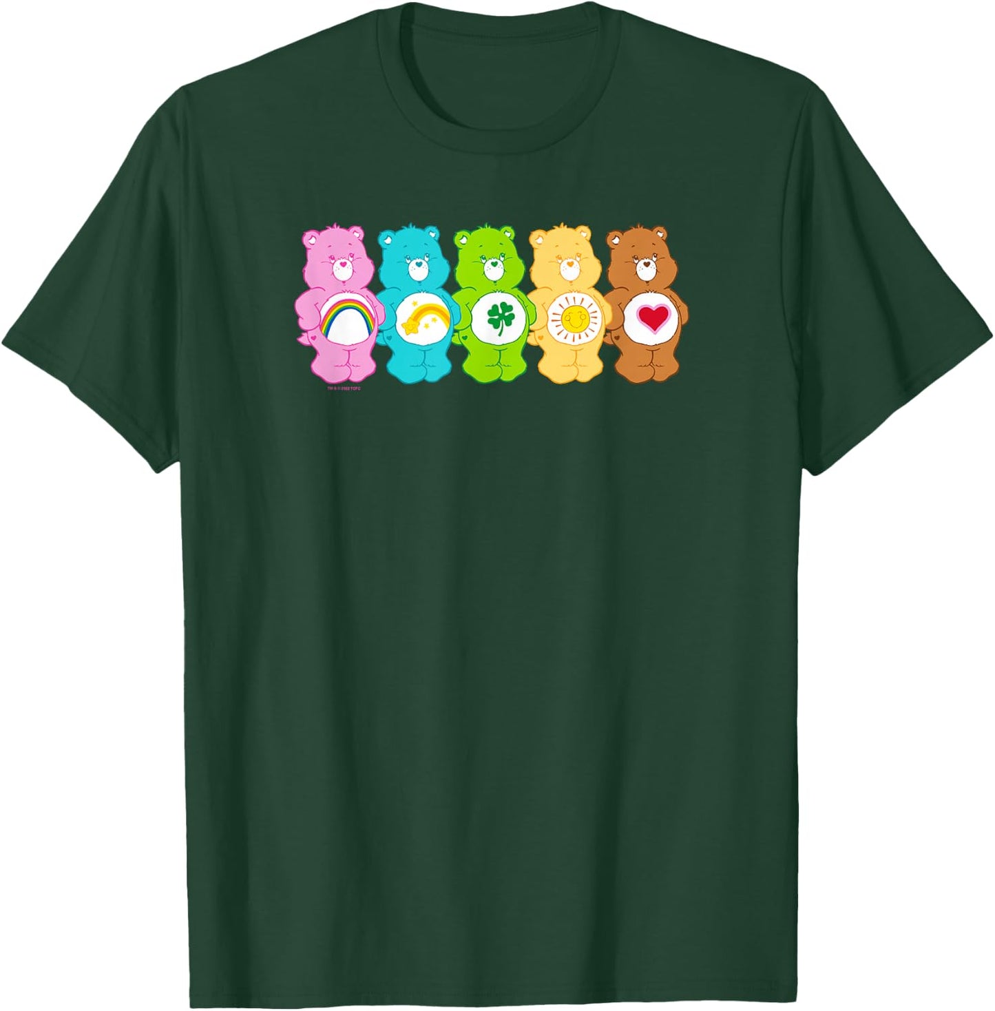 Care Bears Vintage Classic Rainbow Bears Group Line Up , Black, S T-Shirt - T-Shirt | Forest