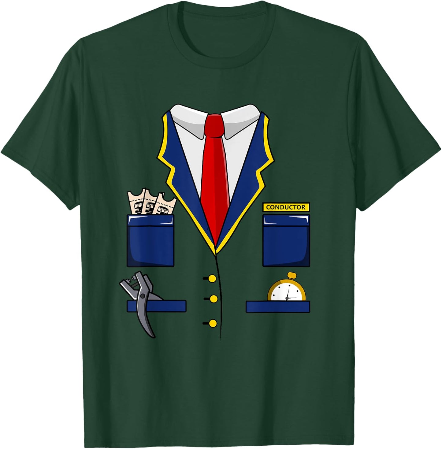 Adult Kids Railroad Halloween Train Conductor Costume T-Shirt - T-Shirt | Forest