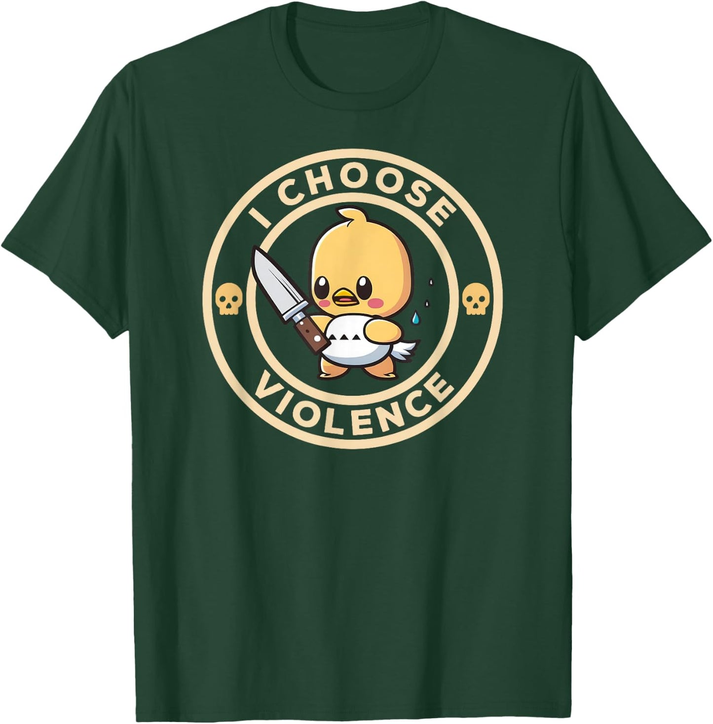 I Choose Violence Funny Cute Duck Holding Knife T-Shirt - T-Shirt | Forest