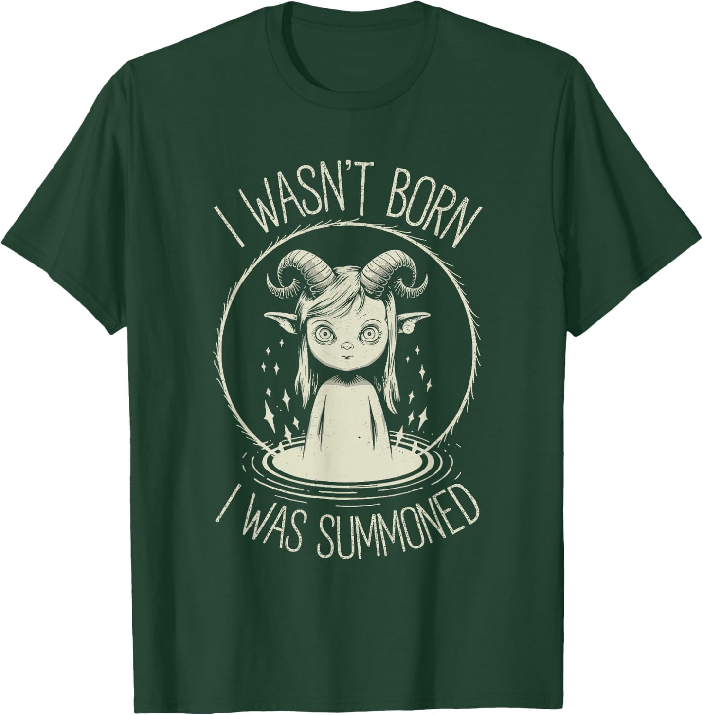 I Wasn't Born I Was Summoned, Cute Kawaii Satanic Goth Girl T-Shirt - T-Shirt | Forest
