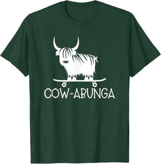 Highland Cow Skateboard Cowabunga Funny Western Girl Country T-Shirt - T-Shirt | Forest