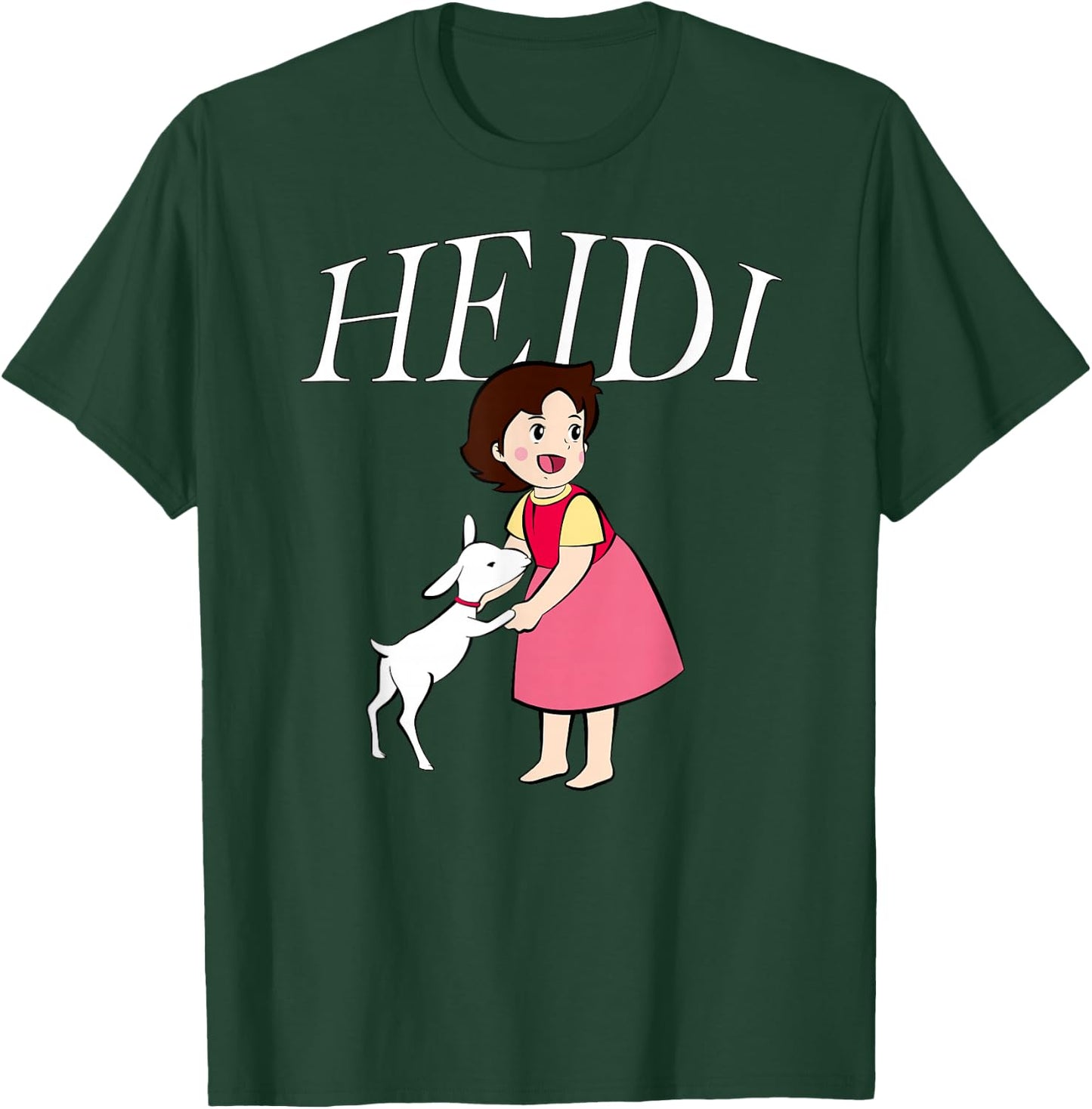 Heidi with Goat Cute Cartoon TV Series with Logo , black T-Shirt - T-Shirt | Forest