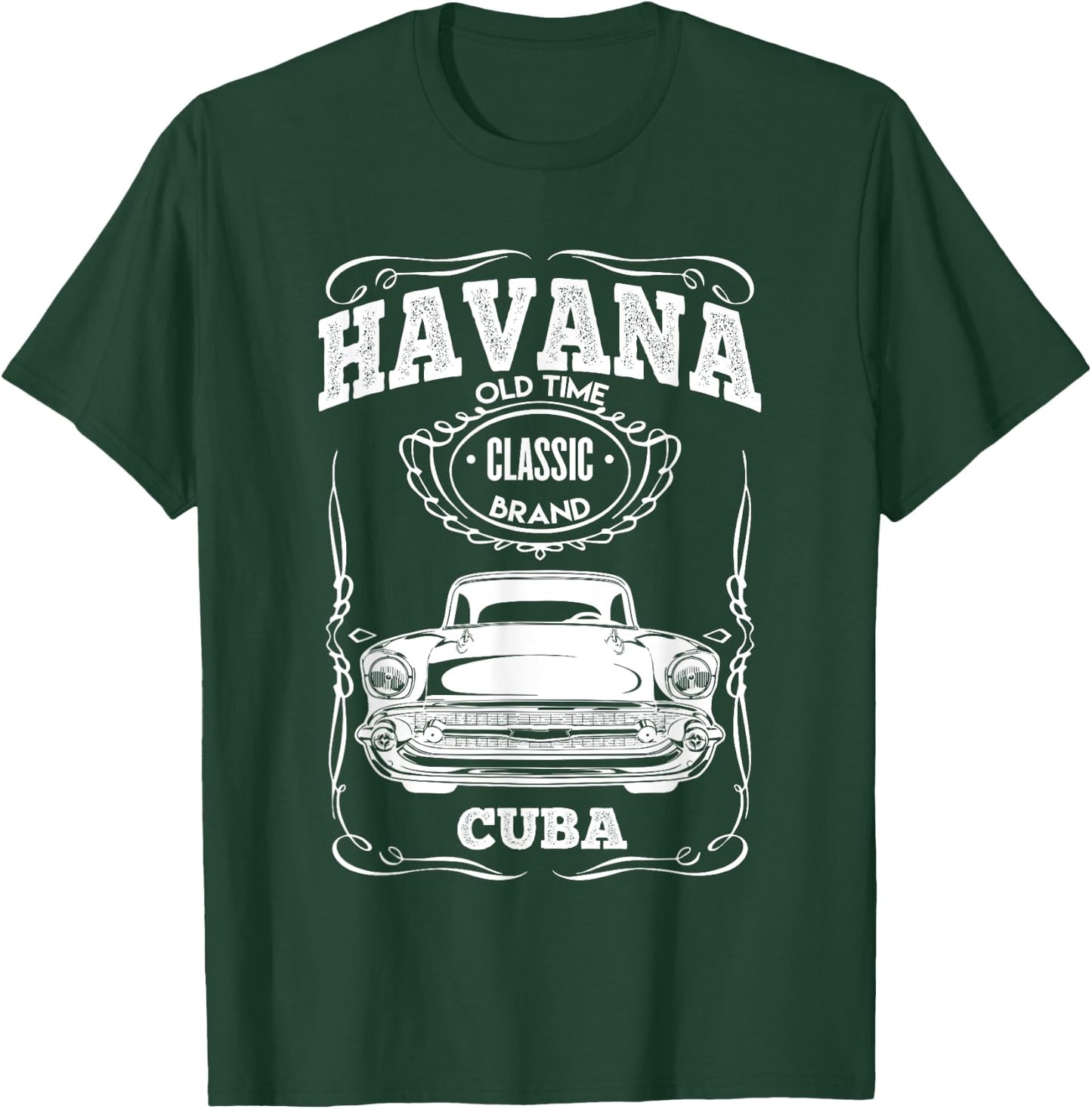 Havana Classic Cars Cuba Muscle Retro Vintage Gift T-Shirt - T-Shirt | Forest
