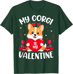 My Corgi Dog Is My Valentine Love Hearts Valentines Day T-Shirt - T-Shirt | Forest