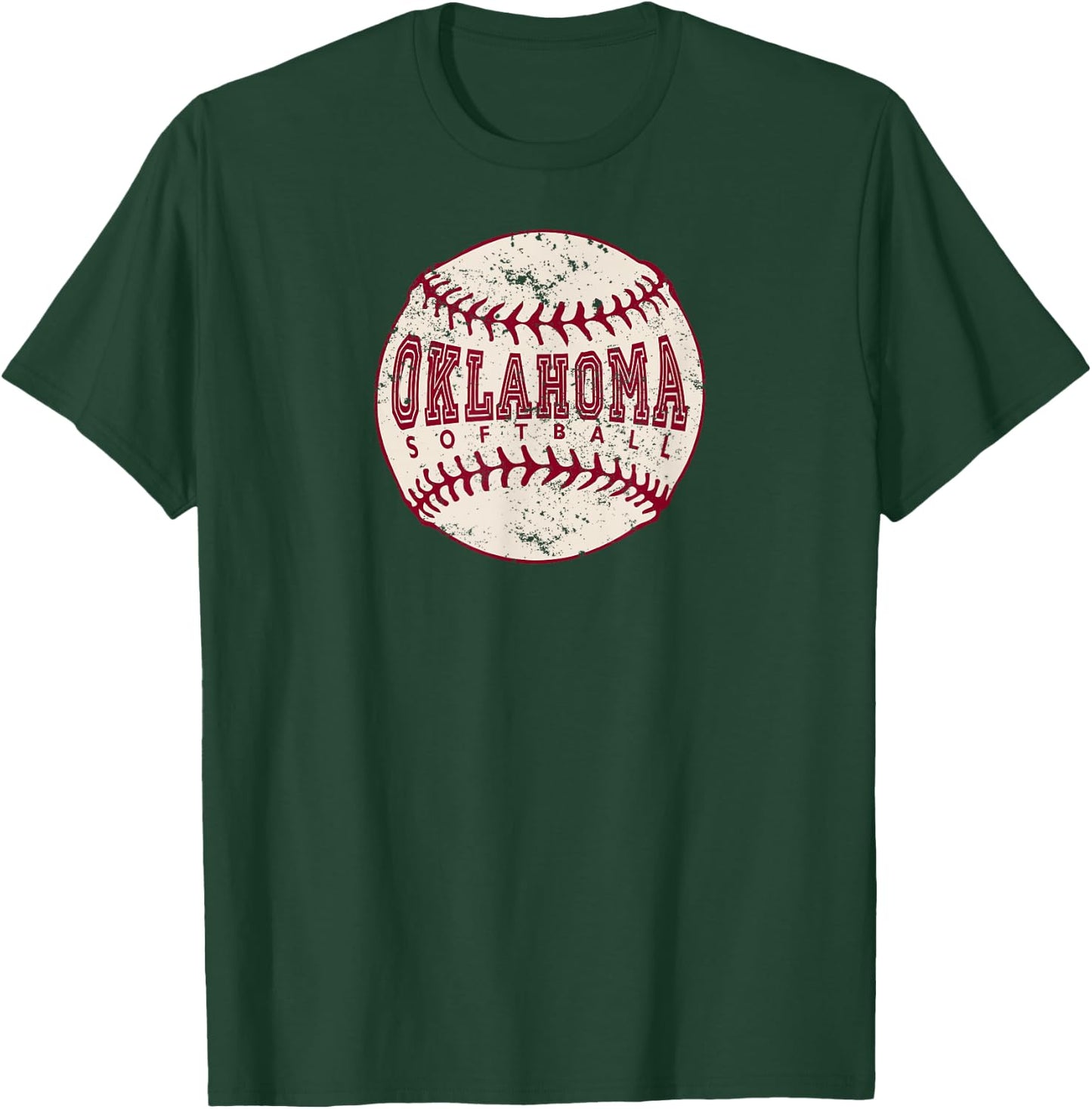 Vintage Oklahoma Softball Ball T-Shirt - T-Shirt | Forest