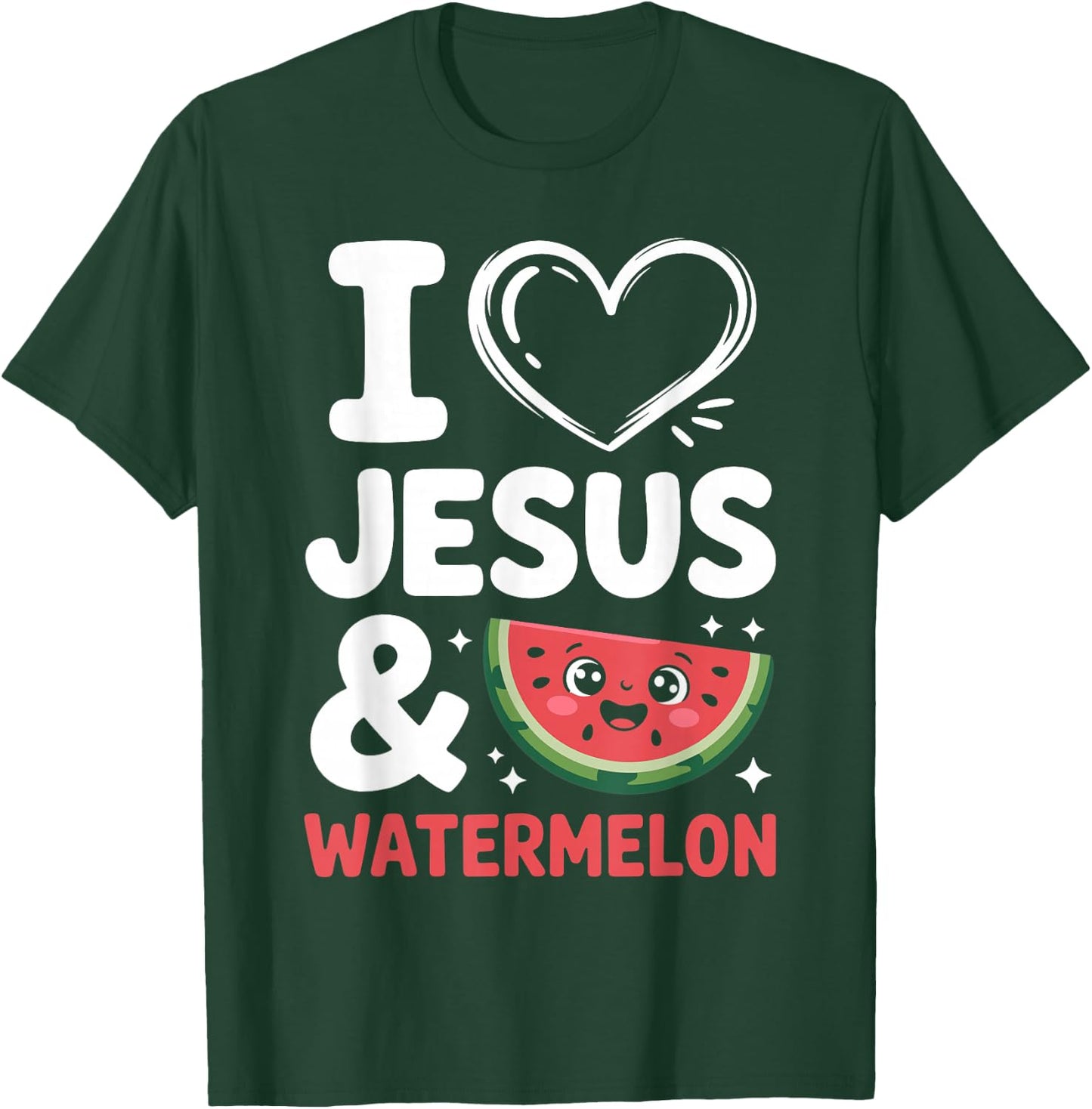 I Love Jesus and Watermelon T-Shirt - T-Shirt | Forest