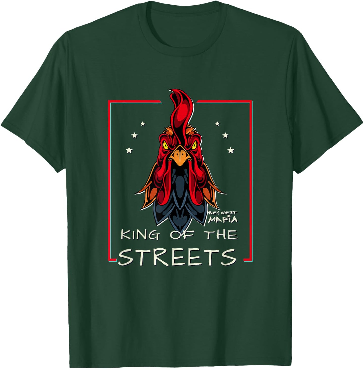 Key West, Florida - King of the Streets Rooster T-Shirt - T-Shirt | Forest