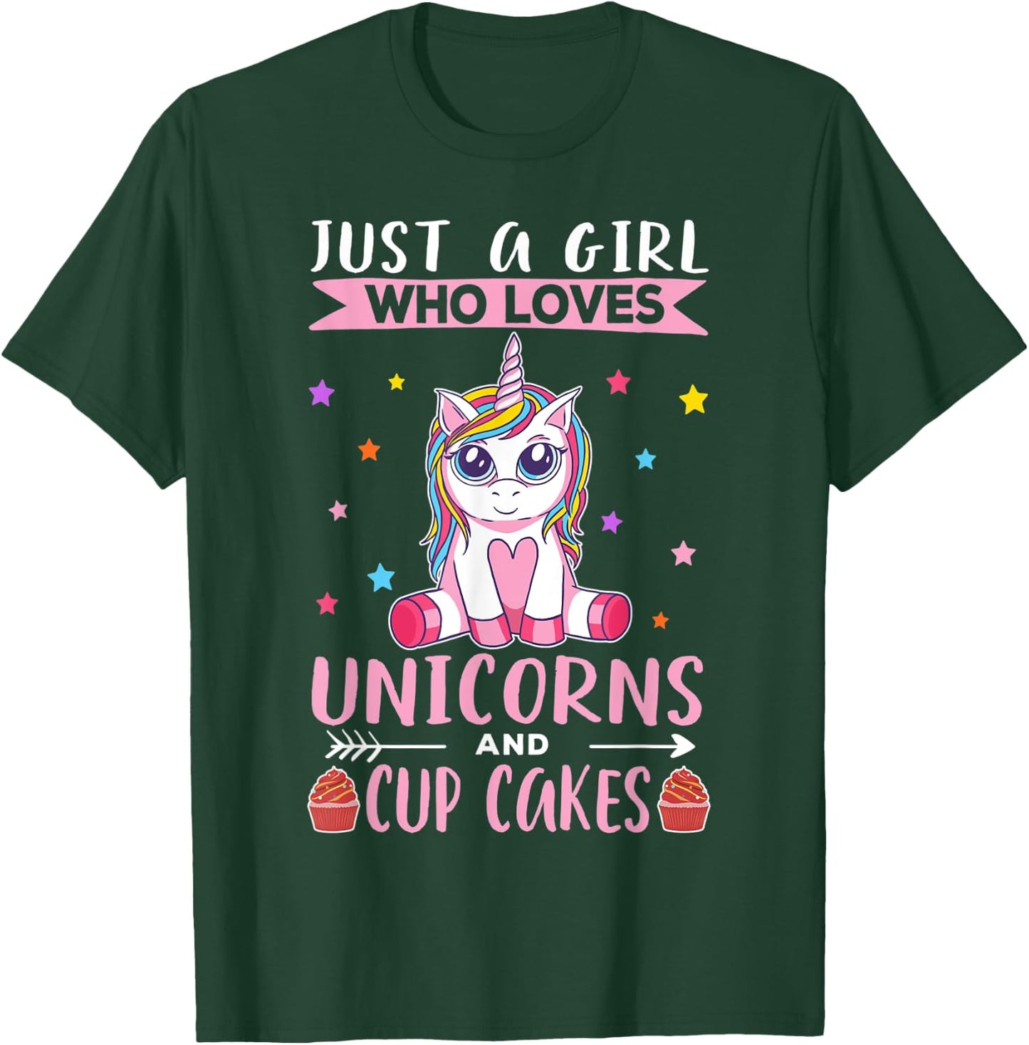 Just A Girl Who Loves Unicorns And Cupcakes Cup Cake Unicorn T-Shirt - T-Shirt | Forest