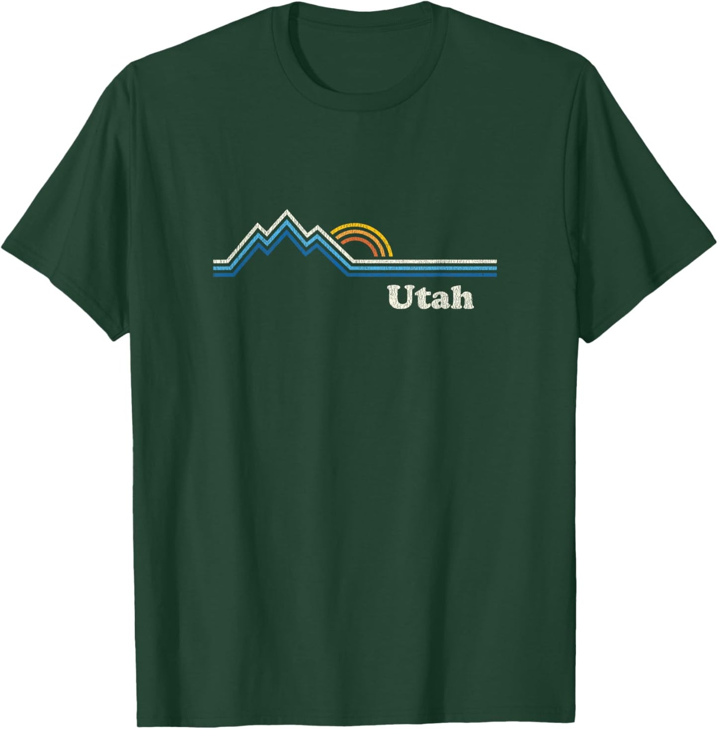 Retro Utah T Shirt Vintage Sunrise Mountains Design T-Shirt - T-Shirt | Forest