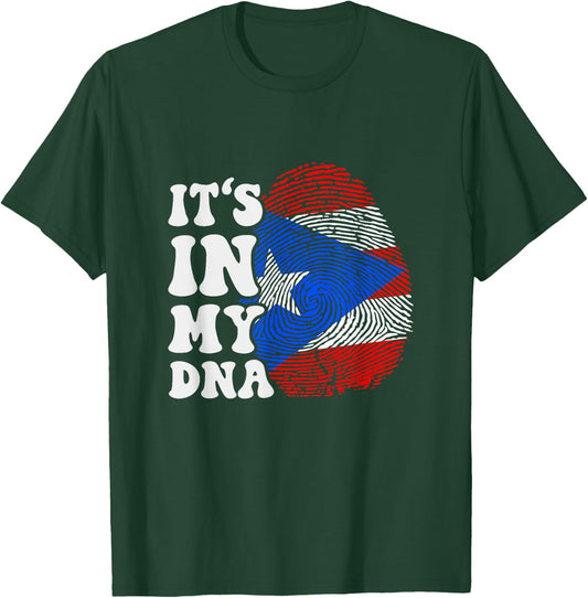 Funny it's in my DNA Puerto Rico flag Fingerprint T-Shirt - T-Shirt | Forest