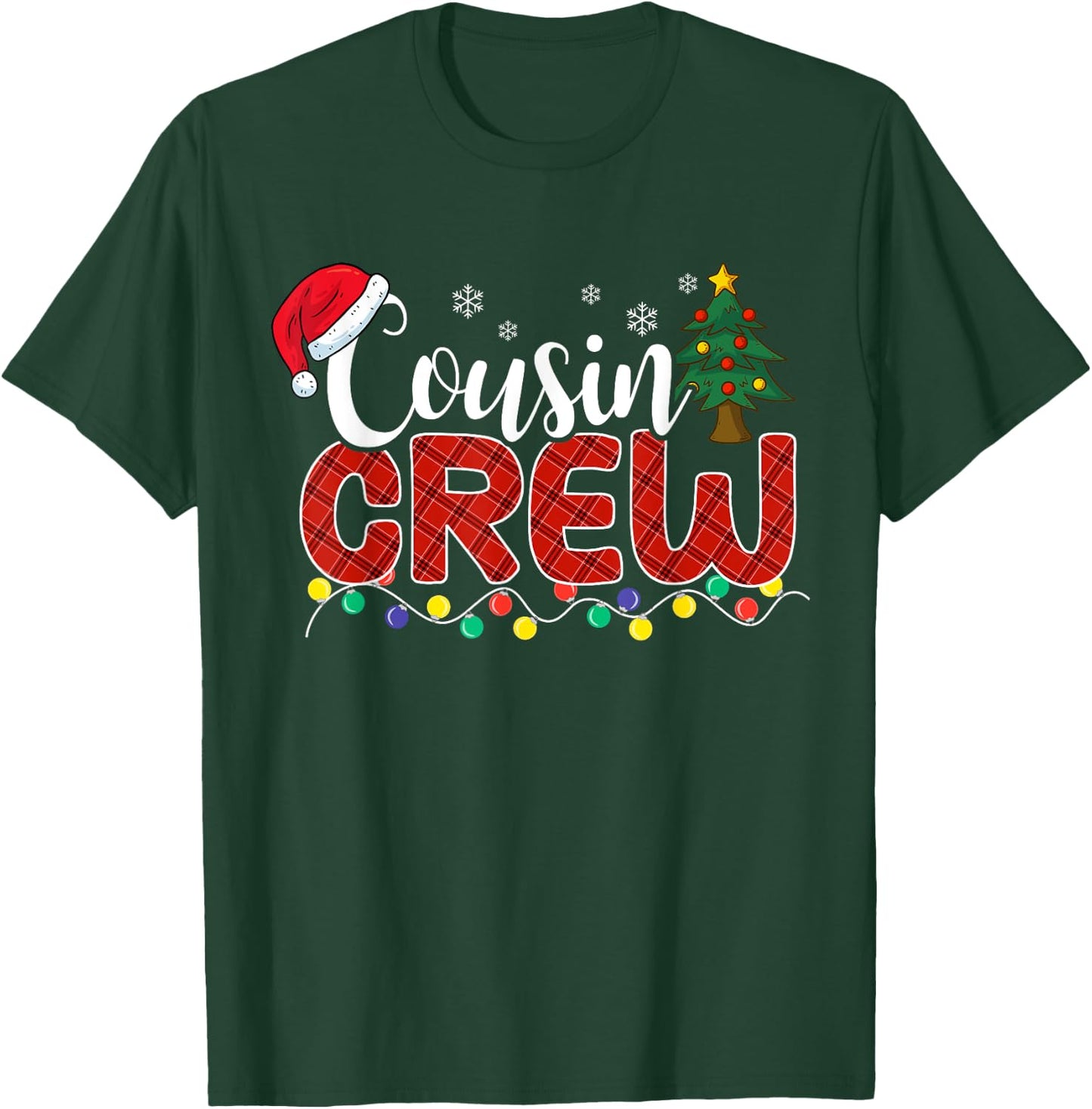 Christmas Cousin Crew Plaid Santa Family Matching Pajamas T-Shirt - T-Shirt | Forest