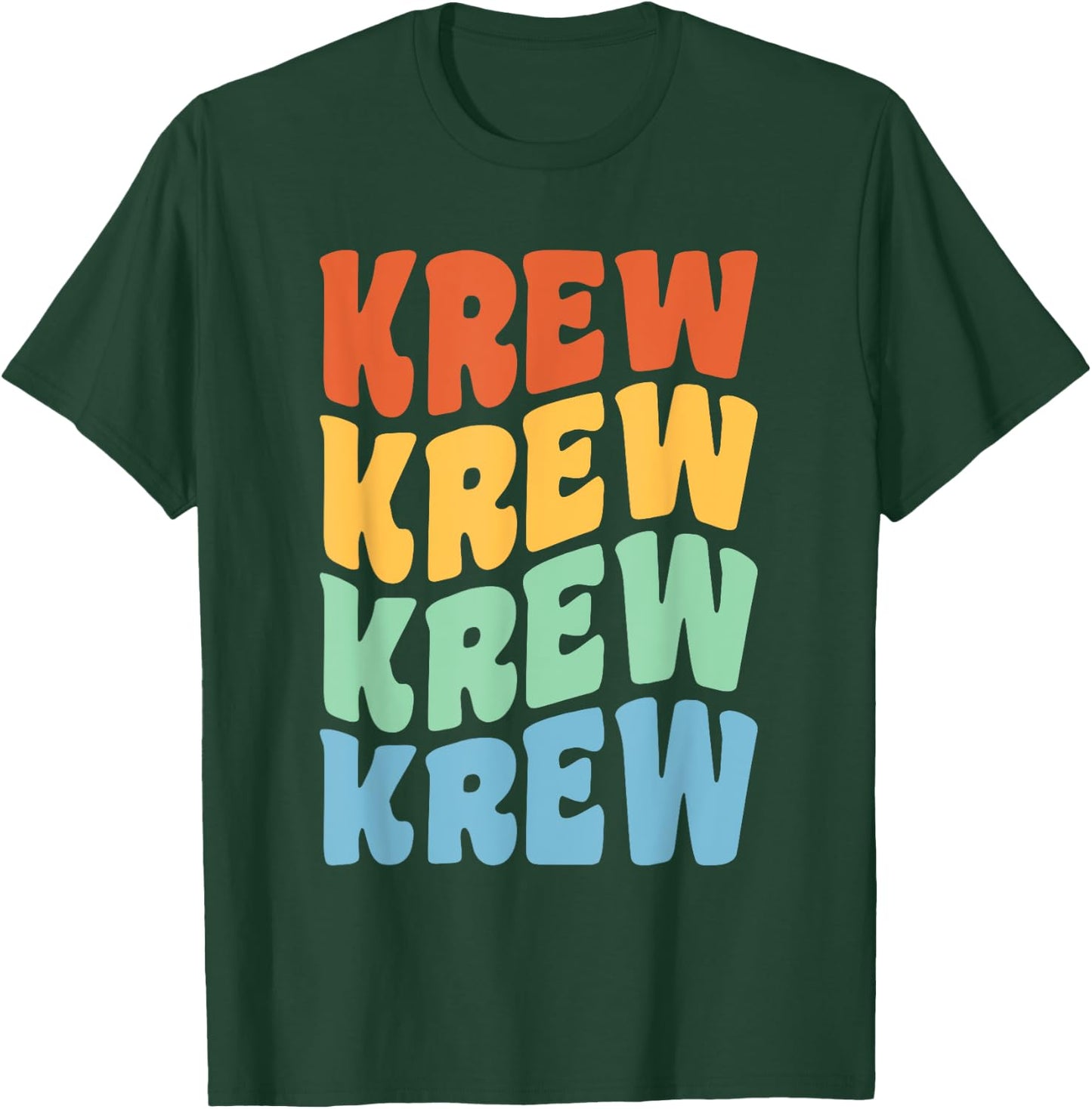 Krew First Name Retro Groovy Personalized T-Shirt - T-Shirt | Forest