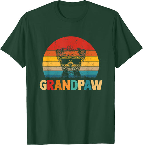 Funny Grandpaw Retro Vintage Morkie Lovers Grandpa Fathers