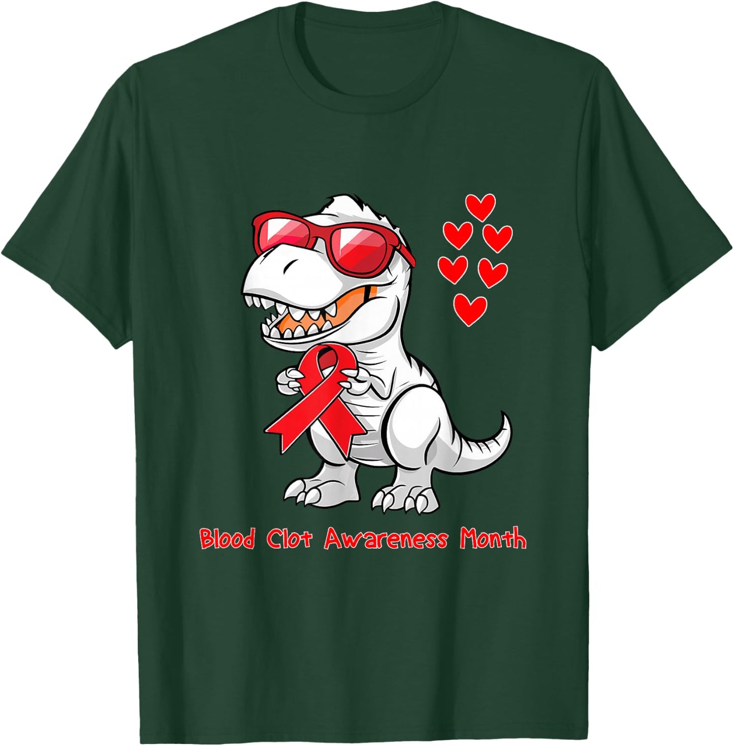 T-rex Dinosaur Blood Clot Awareness Day Dino Toddlers T-Shirt - T-Shirt | Forest