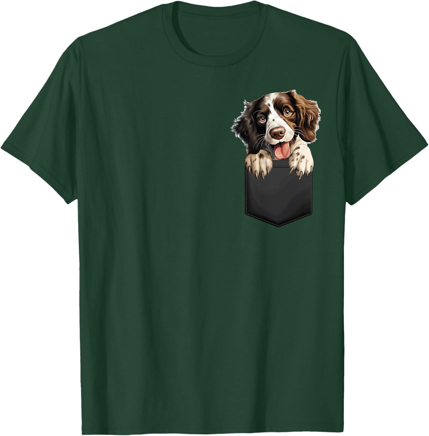 English Springer Spaniel Puppy Dog In Pocket Cute Pet Lover T-Shirt - T-Shirt | Forest
