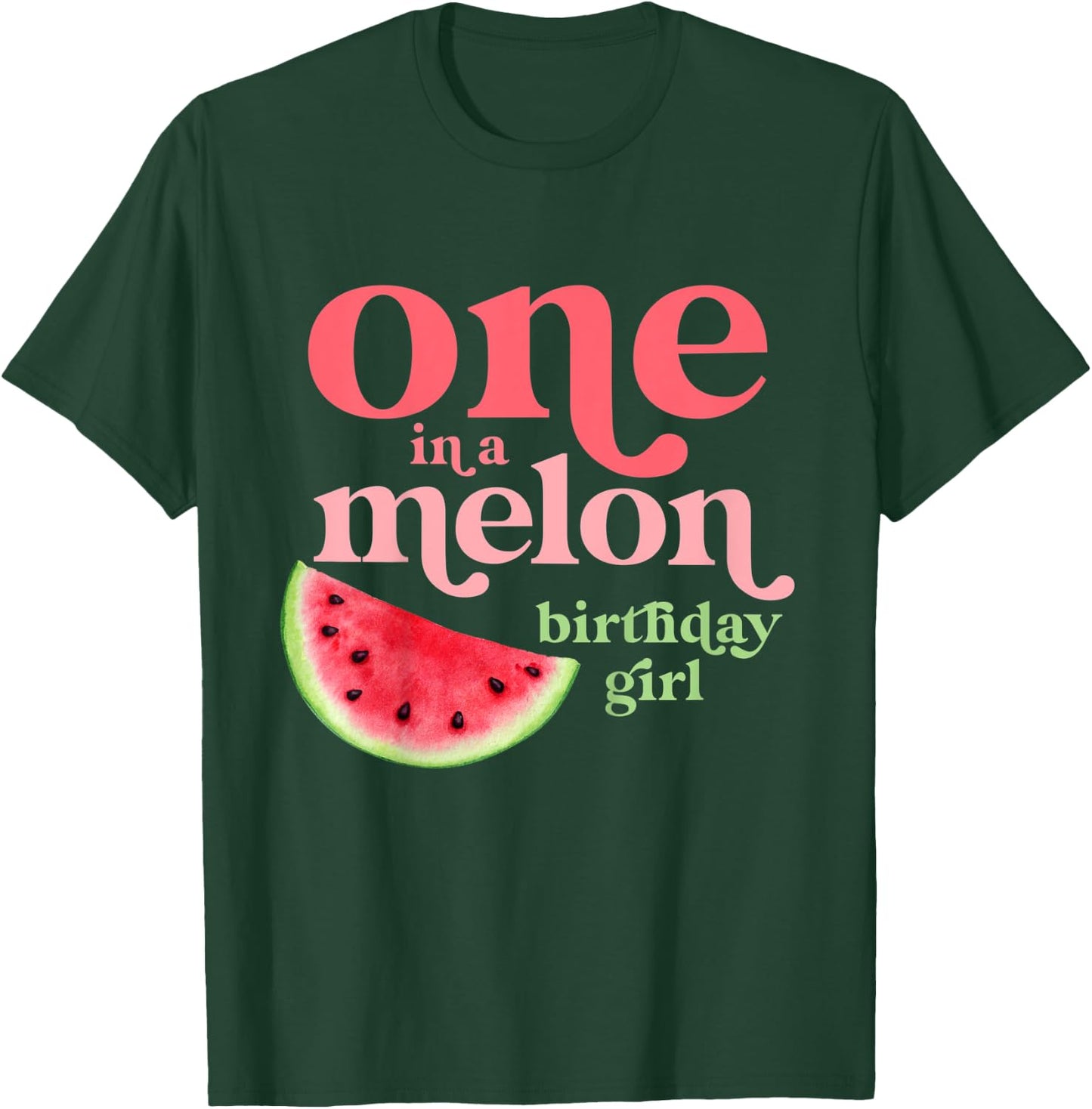 Children's One In A Melon Birthday Girl Baby 1st Watermelon First , black T-Shirt - T-Shirt | Forest