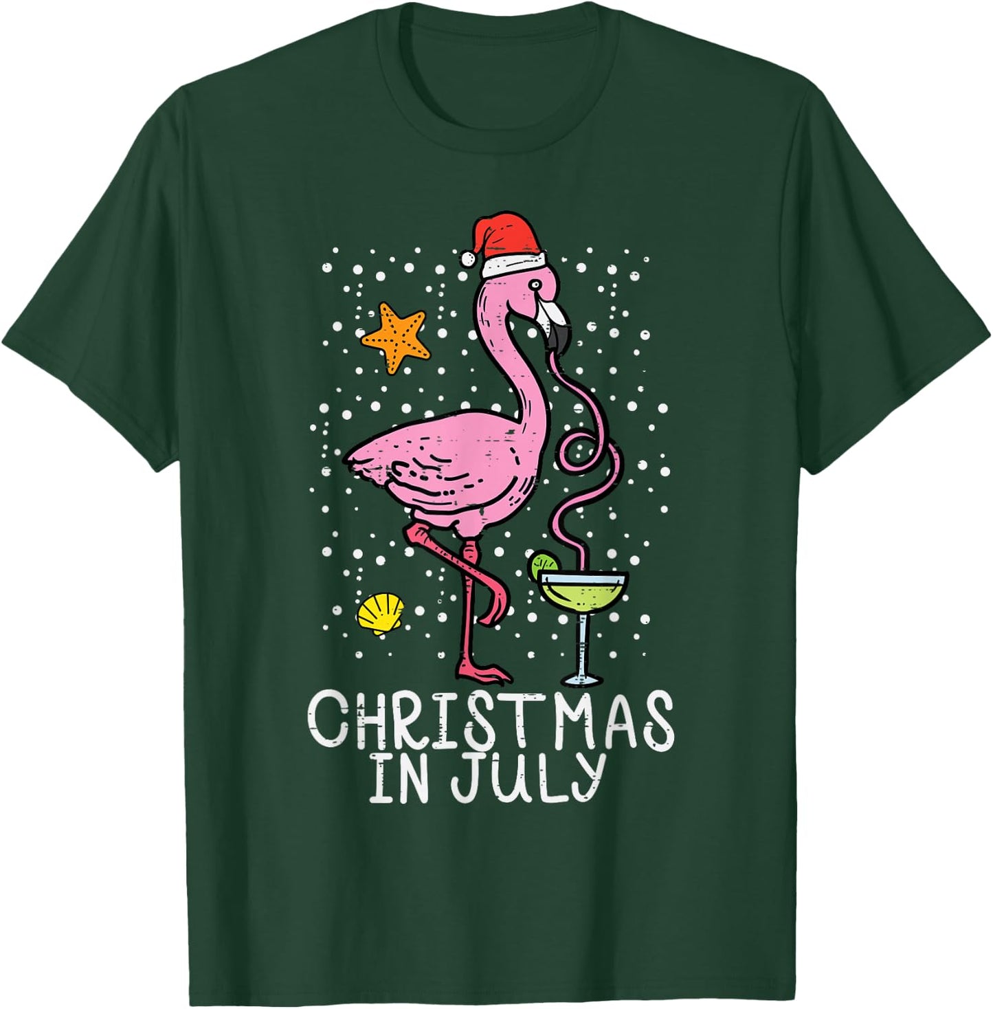 Christmas In July Flamingo Santa Summer Xmas Women Men Kids T-Shirt - T-Shirt | Forest