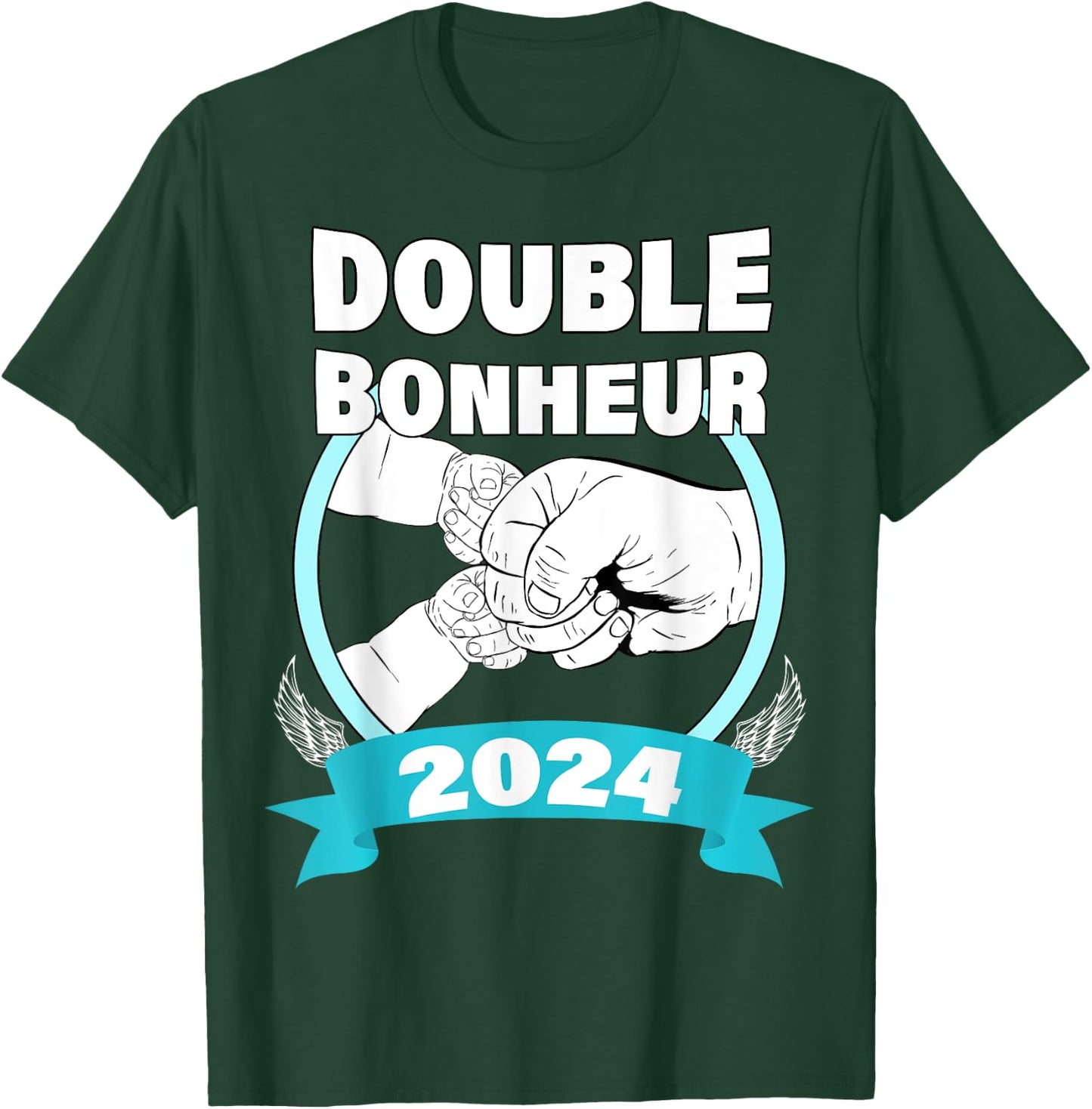 Announcement Pregnancy Baby Daddy Of Twins Double Happiness 2024 , Black, S T-Shirt - T-Shirt | Forest