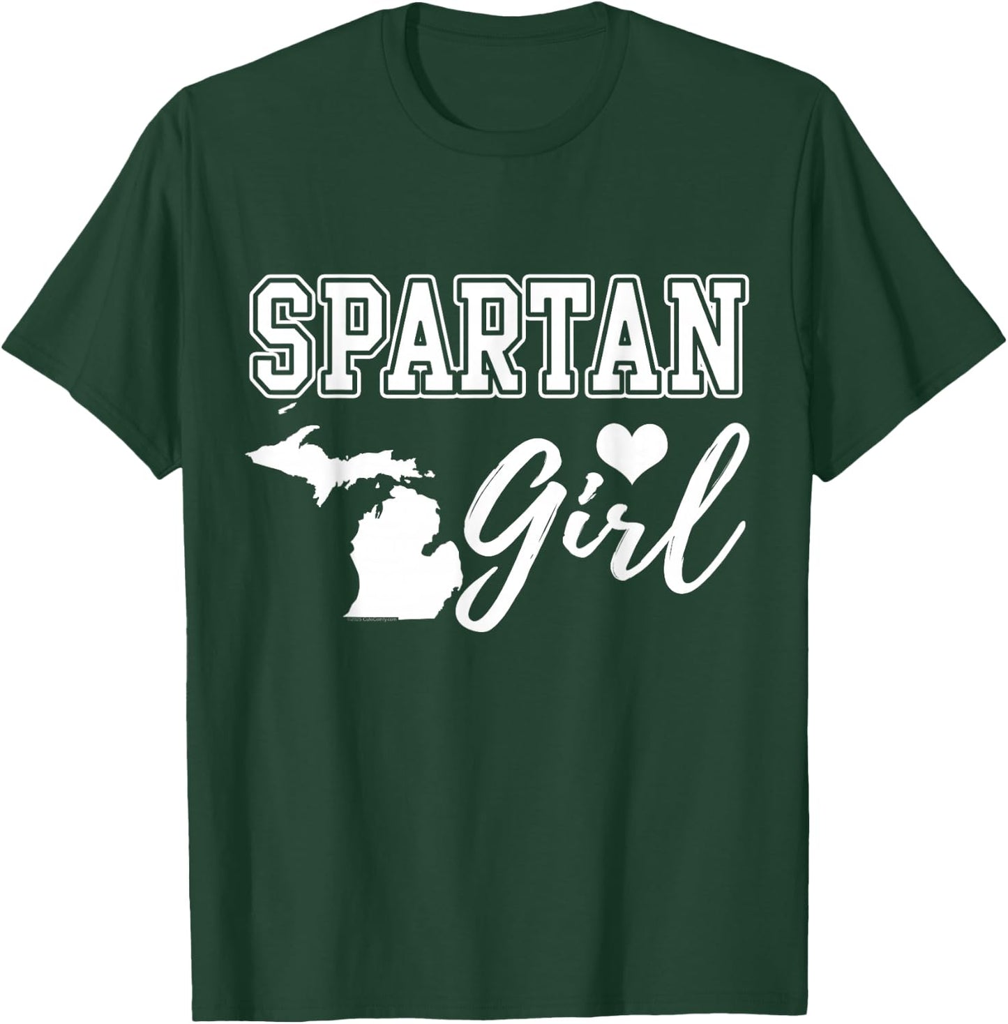 Spartan Girl Home Heart State Map Shape Women Girls T-Shirt - T-Shirt | Forest