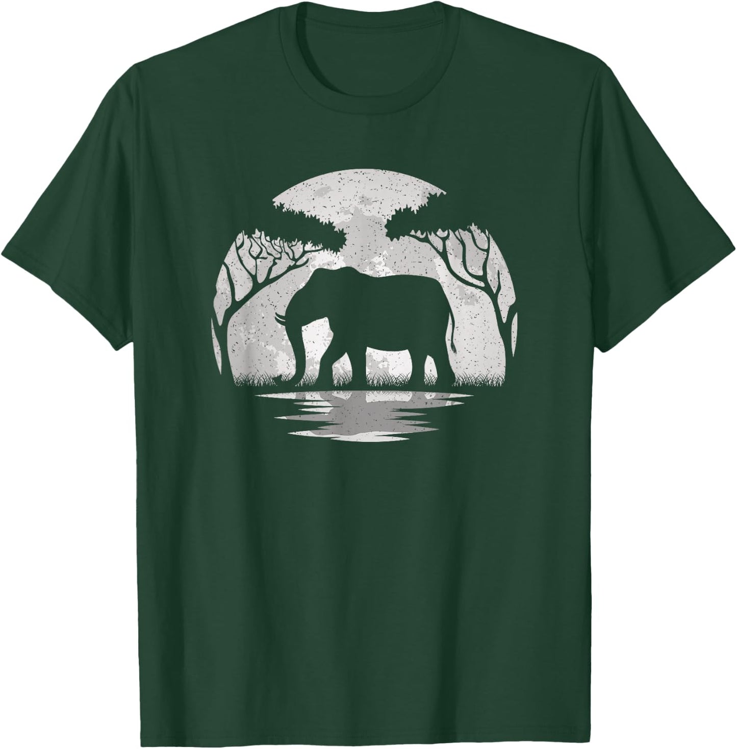 Elephant Moon Vintage Elephant Lover Wildlife Men Women T-Shirt - T-Shirt | Forest
