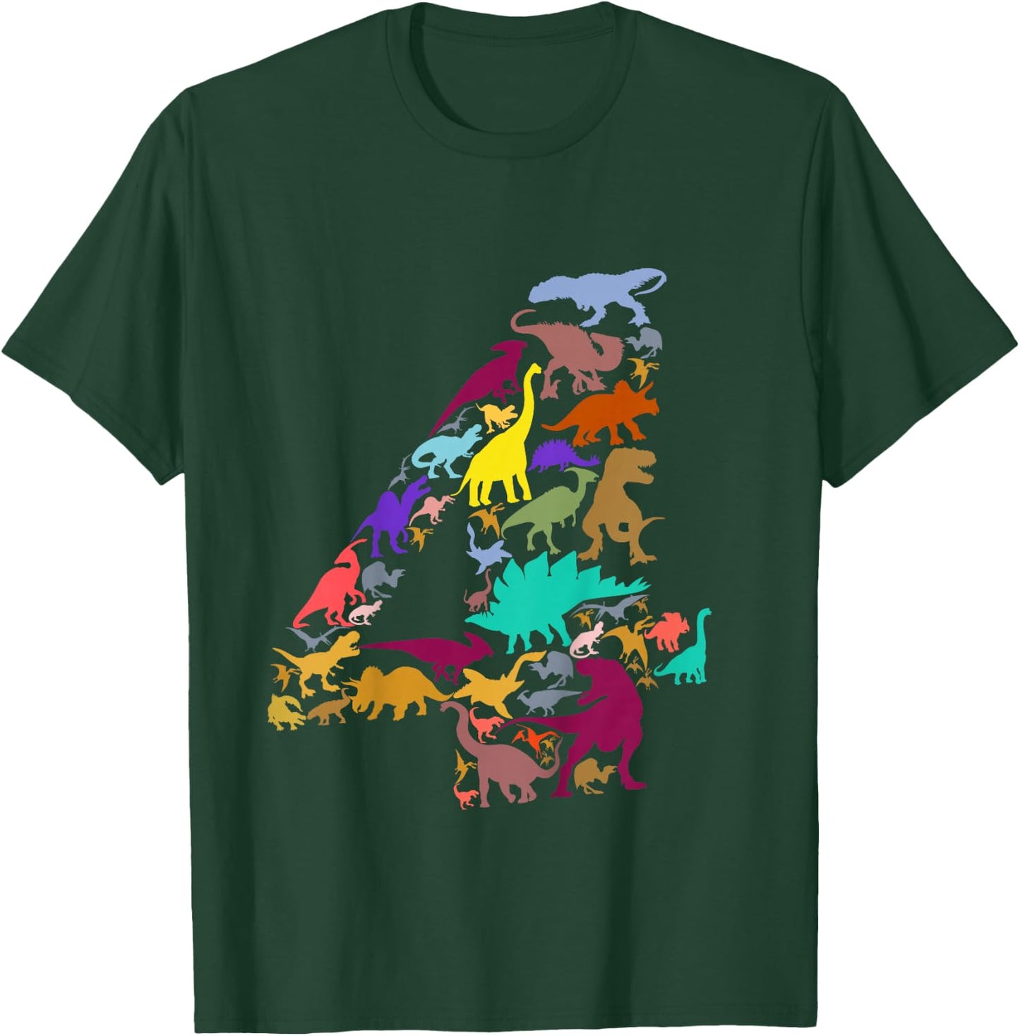 Kids Dinosaur 4th Birthday Boy 4 Years T-Rex Party Rawr I'm 4 T-Shirt - T-Shirt | Forest