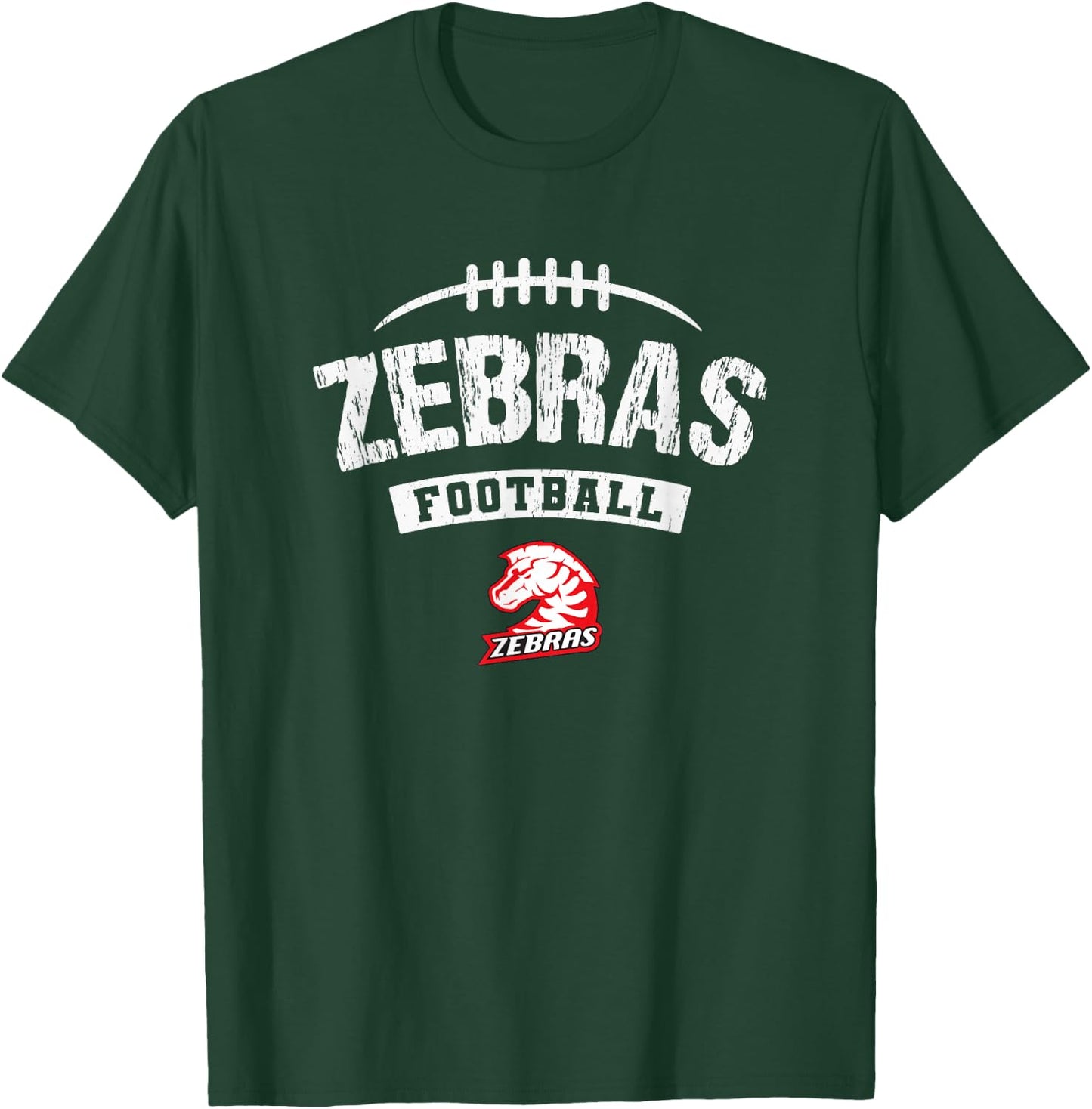Claremore Zebras Logo Football Distressed HS T-Shirt - T-Shirt | Forest