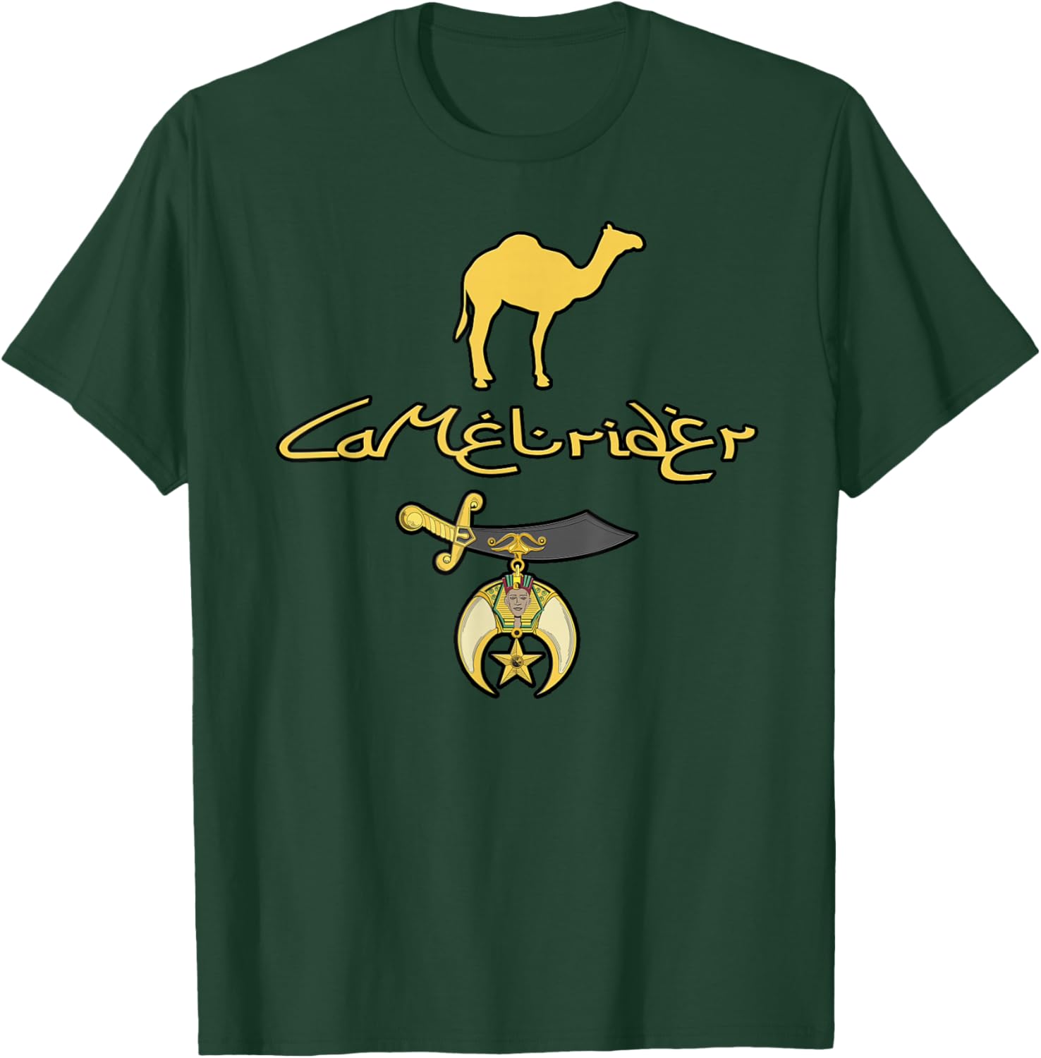 Camel rider Shriner Masonic Symbol Freemason T-Shirt - T-Shirt | Forest